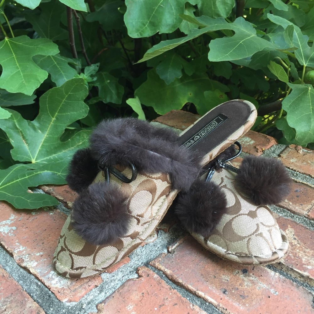 New NIB Coach Poppy Jayda Signature Slippers Sz 6